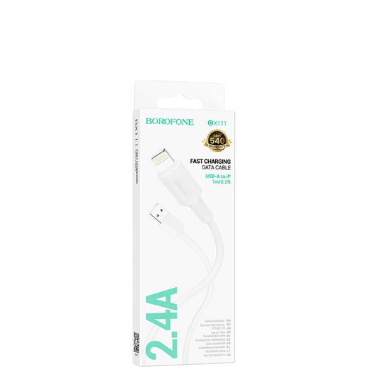 Cable Borofone BX111 USB-A a Lightning 2.4A Blanco 1m